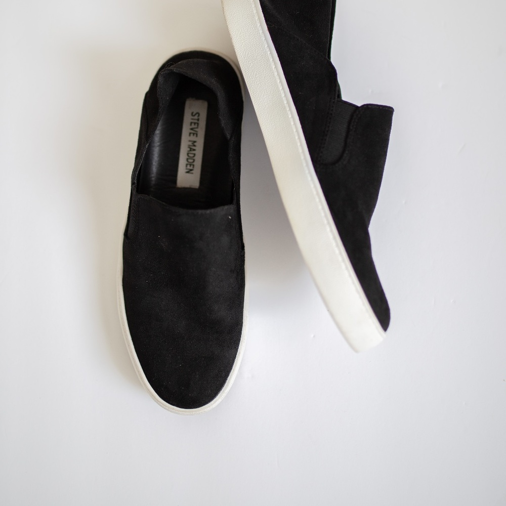 Steve Madden FAYNA Black Platform Slip On Shoes
